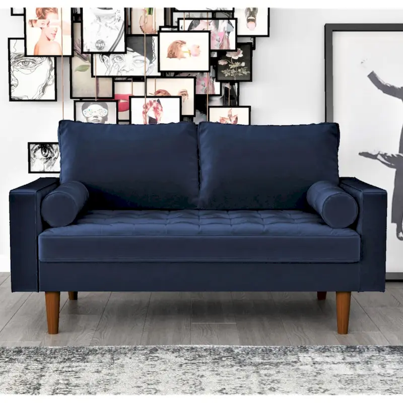 Luis Mid-century Modern Tufted Velvet Loveseat - N/A