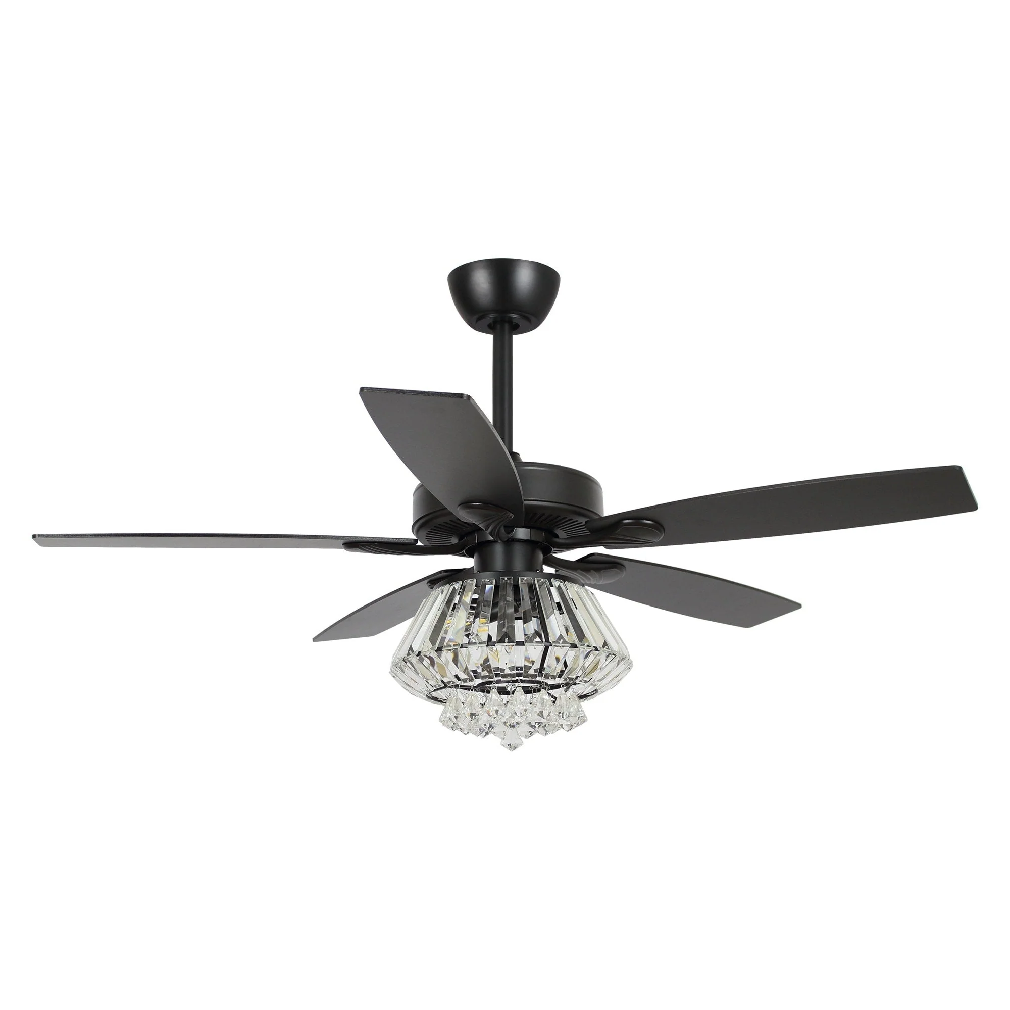 Modern Chrome 52-inch Crystal Chandelier Ceiling Fan with Remote
