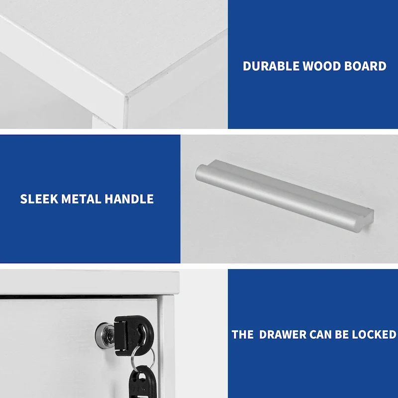 Brown Mobile Wood Lateral File Cabinet with Charging Station & Lock
