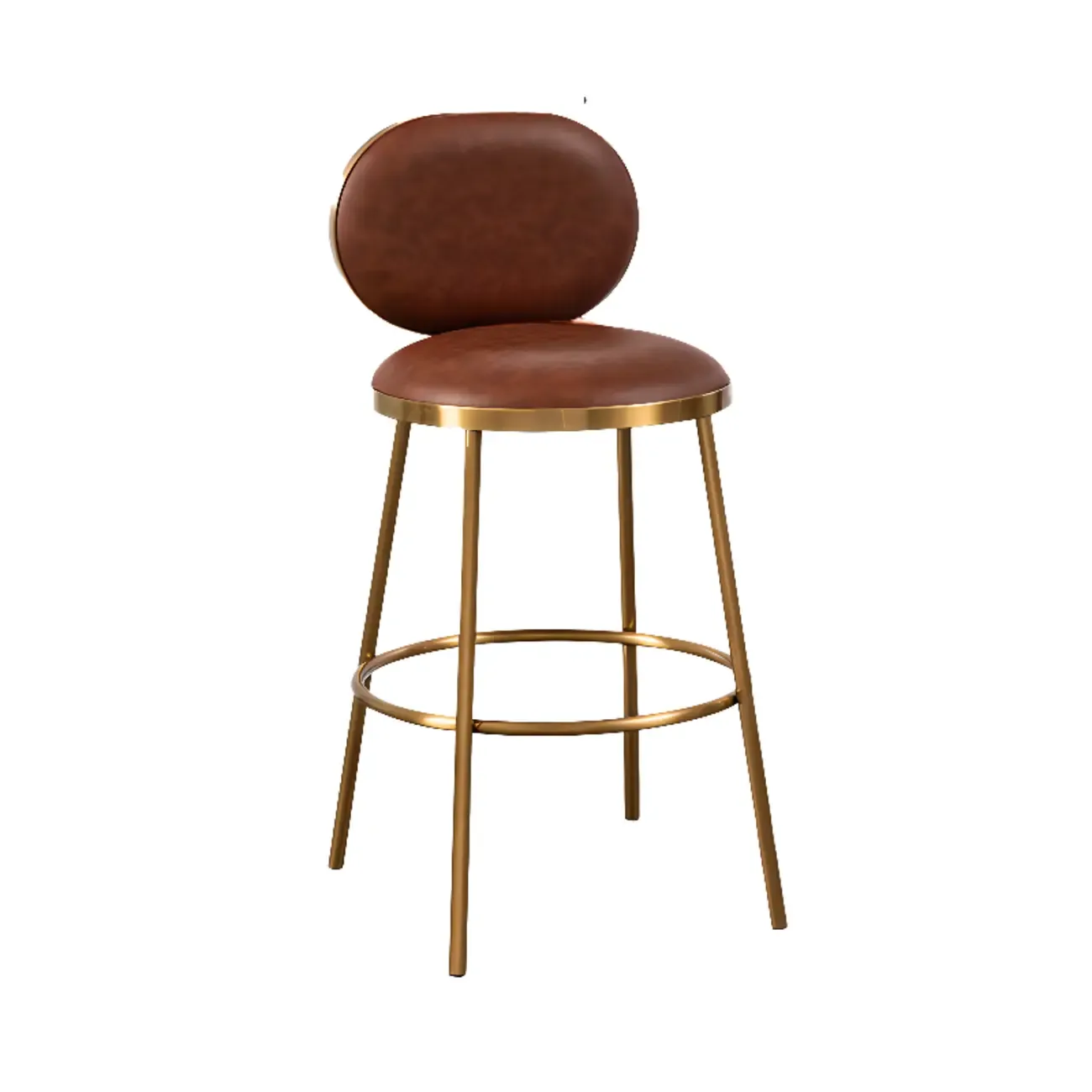 Modern 4-Leg Metal Faux Leather Upholstered Bar Stools