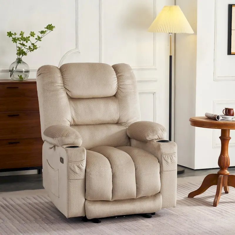 MCombo Electric Power Recliner Chair with Heat and Massage, Fabric 6079/PR670