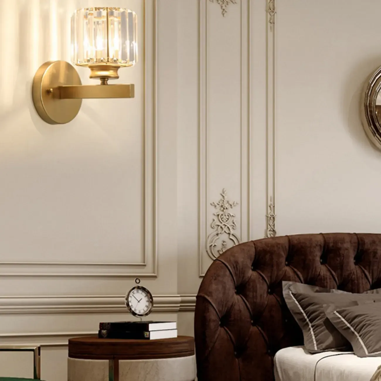 Geometric Crystal LED Wall Sconce for Living Room Lighting