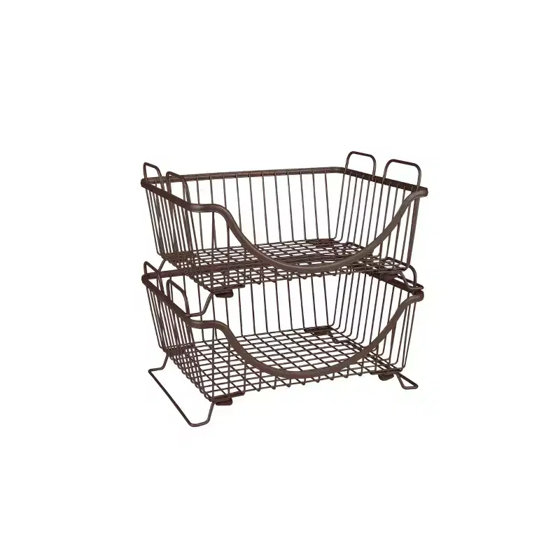 Spectrum Diversified Ashley Stacking Basket Tray Silver: Portable Metal Storage & Organization, Universal Utility Cabinet