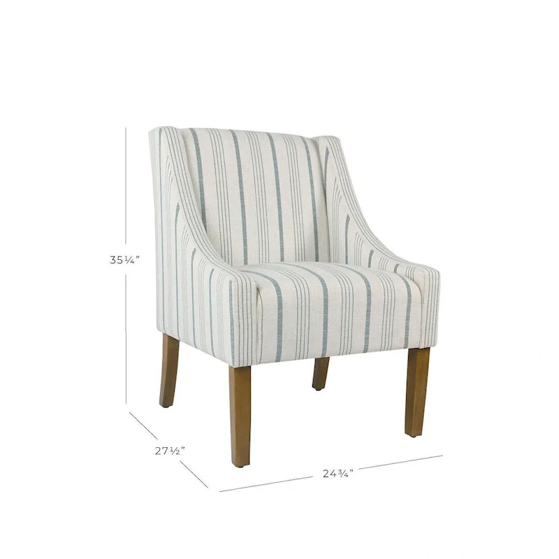 Modern Swoop Accent Chair in Blue Calypso Stripe