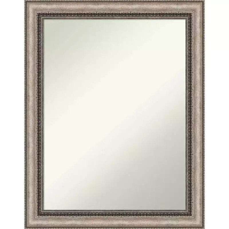 22" x 28" Non-Beveled Lyla Ornate Wall Mirror with Frame, Silver - Amanti Art: Includes Mounting Hardware