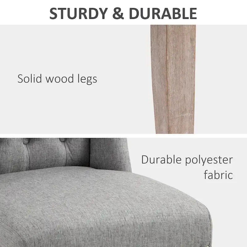 HOMCOM 2 Piece Counter Height Barstools Kitchen Breakfast Stools with Nailhead-Trim and Tufted Back, Solid Wood Legs