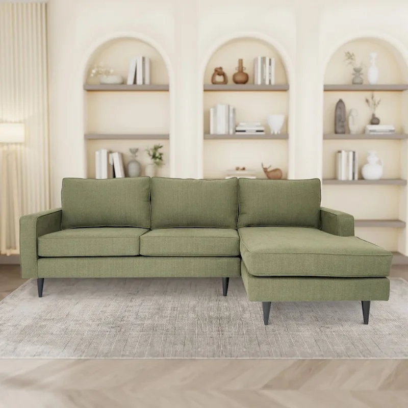 Coast to Coast Sofas Contemporary L Shaped Sectional Sofa Polyester Fabric Solid Wood Frame Upholstered