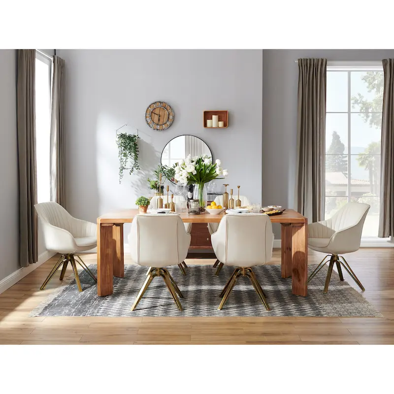 Art Leon Classical Velvet Swivel Office Accent Chair with Golden Legs