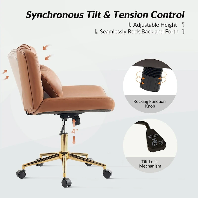 Charlie Modern Button-Tufted Swivel Tilting Office Chair with Pillow by HULALA HOME