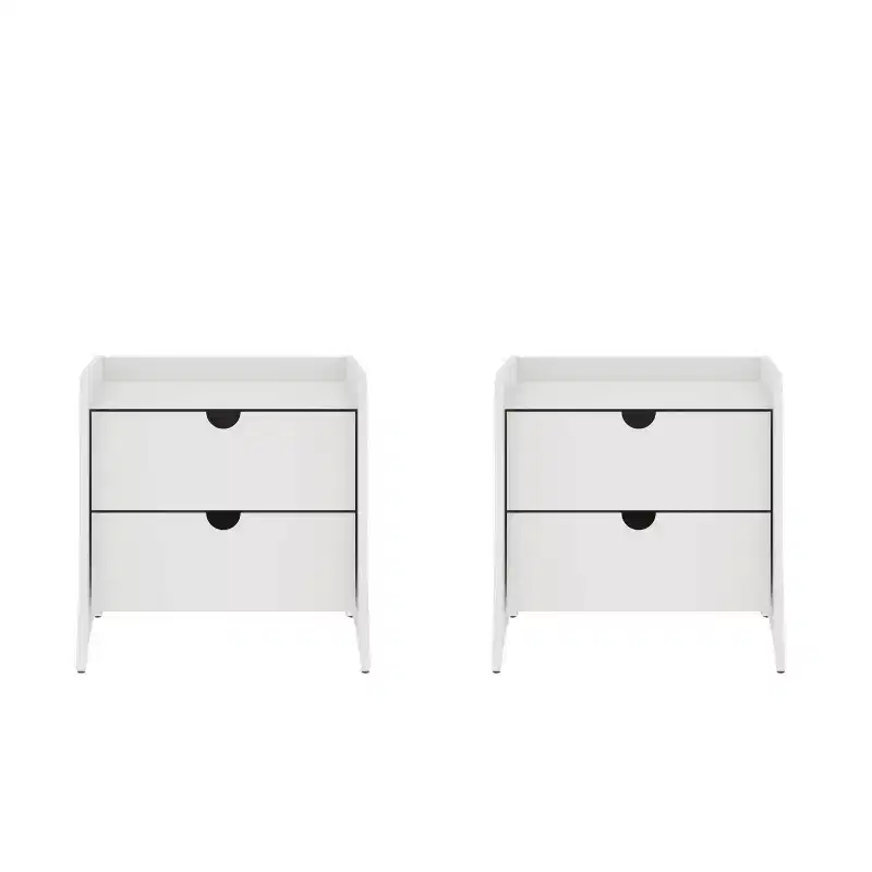 Manhattan Comfort Set of 2 Coney 2 Drawer Nightstands
