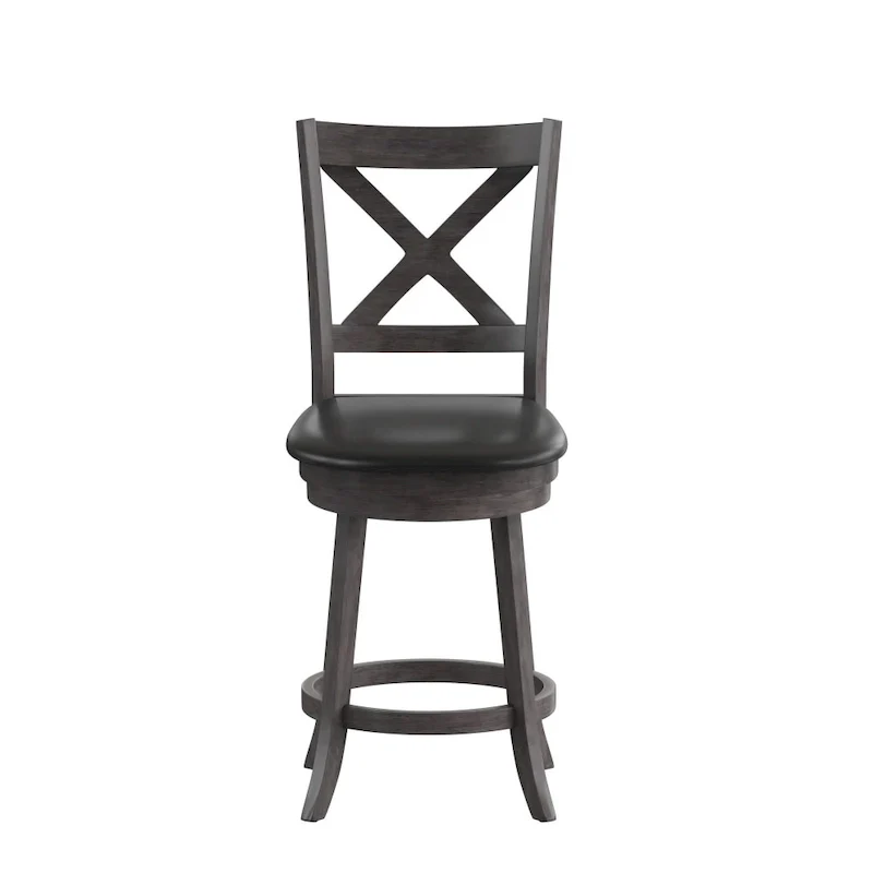 Modern Ladderback Wooden Upholstered Swivel Counter Height Stool