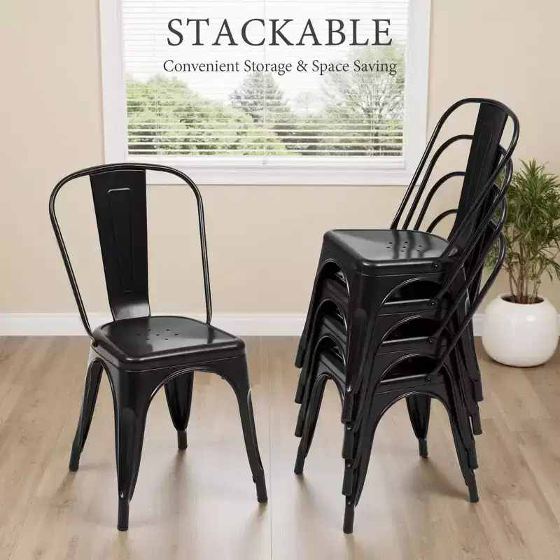 Okak Modern Dining Room Chairs Set of 4, Stackable Dining Chairs with 300LBS Weight Capacity, Metal Dining Chairs for Dining Room