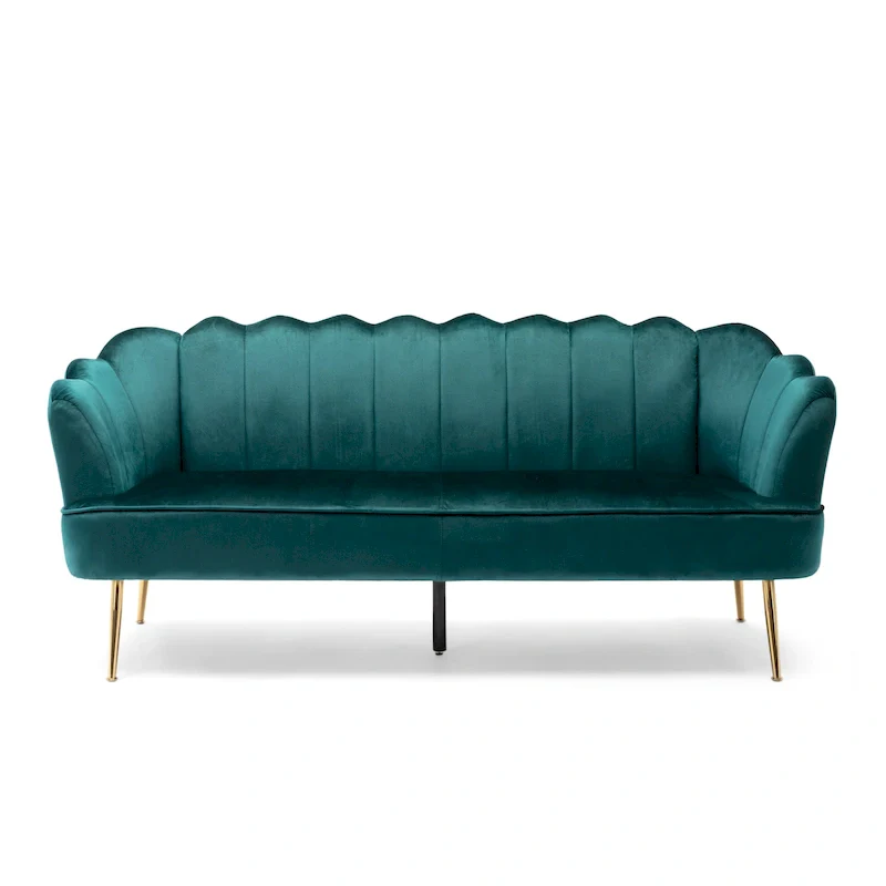 Reitz Glam Velvet Shell 3 Seater Sofa by Christopher Knight Home - 76.25 L x 29.25 W x 33.50 H