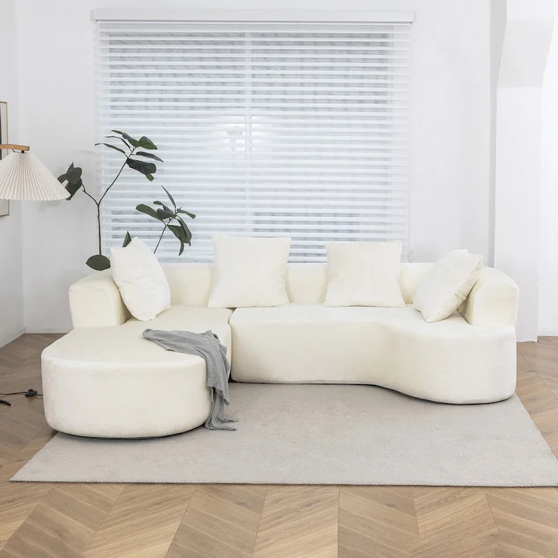 XINMICS 99.61 Modular Upholstered Sectional Sofa, Modern 3 Seater L-Shaped Compression Couch With Chaise, Left Hand Facing