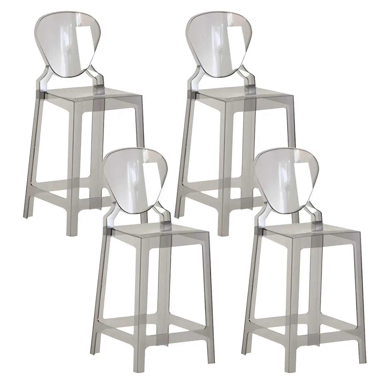 Modern Acrylic Smooth Elegant Circular Backrest Bar Stool