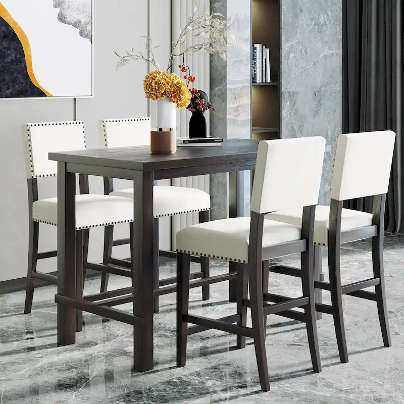 5-Piece Counter Height Dining Set with Table and 4 Chairs