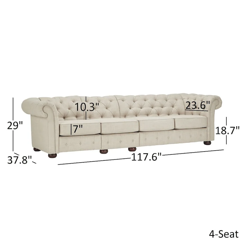 4-Seat Modular Chesterfield Sofa