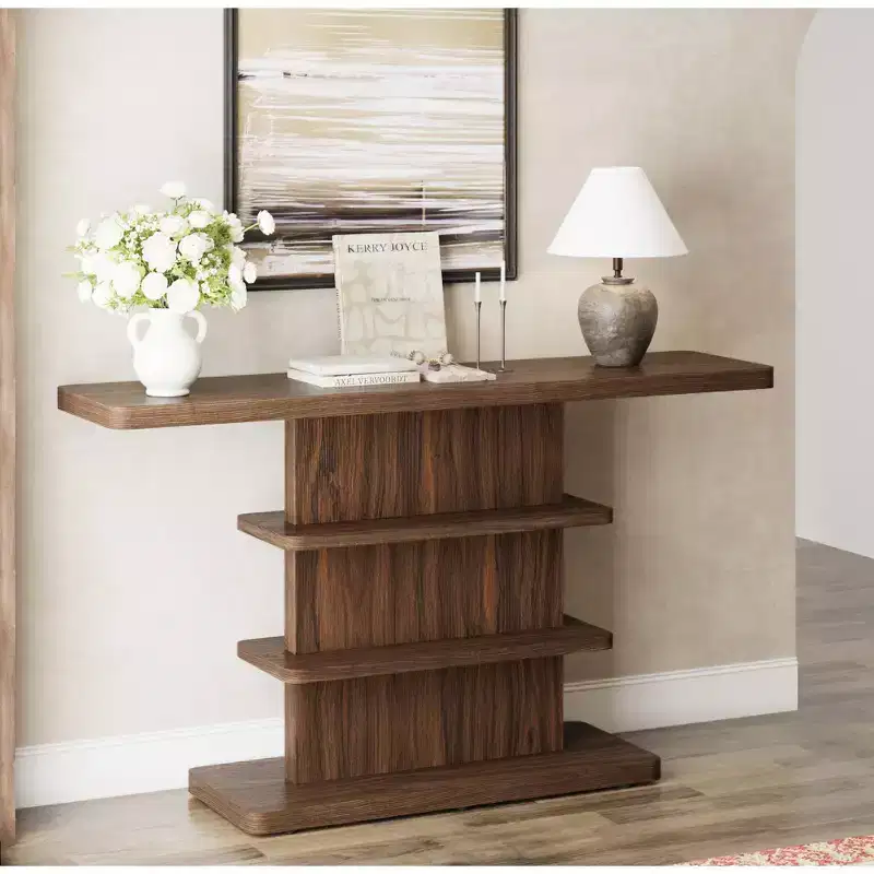 ModernLuxe Console Table Entryway Table Sofa Side Table Display Stand Accent Table with 2 Tier Open Storage Shelves