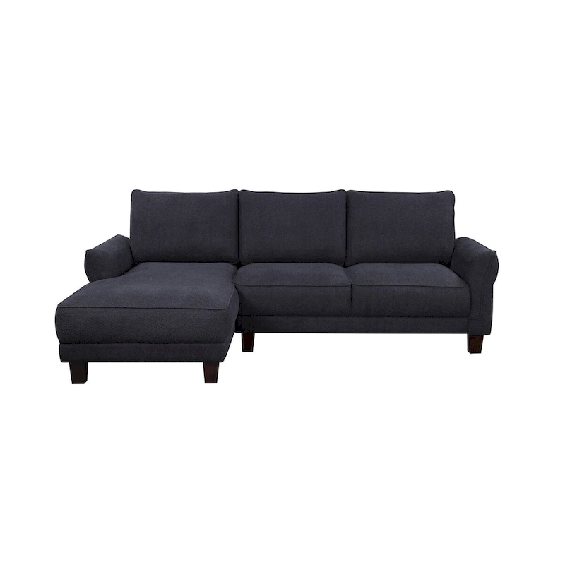 Belle Black Sherpa Sectional Sofa with Left-facing Chaise - 96W x 59D x 34.5H