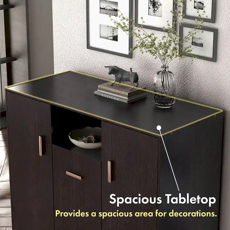 DH BASIC Modern 32-inch 20-Pair Shoe Cabinet with Adjustable Shelf and Metal Handle