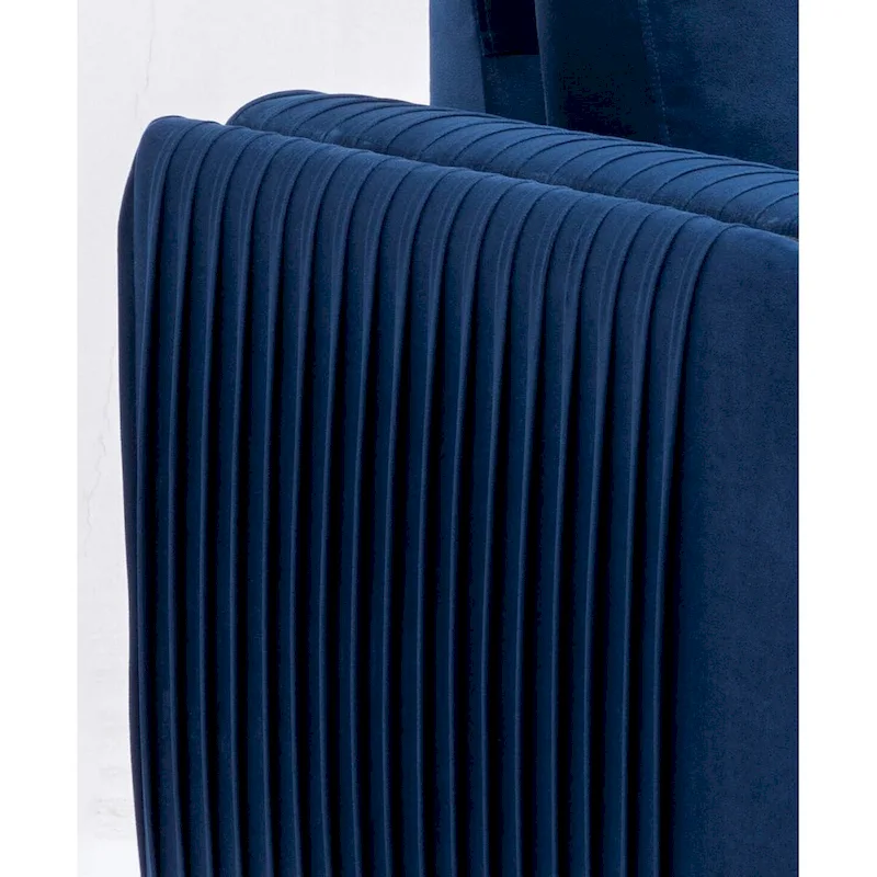 Blue 38 Modern Velvet Accent Chair with Polished Chrome Trim Legs