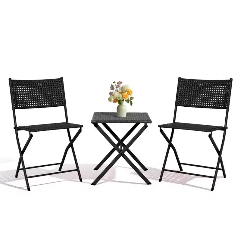 NAYSAYE Folding Patio Bistro Set Rust Resistant Steel Space Saving Outdoor Furniture for Garden Balcony, 18.1*18.1*19.5