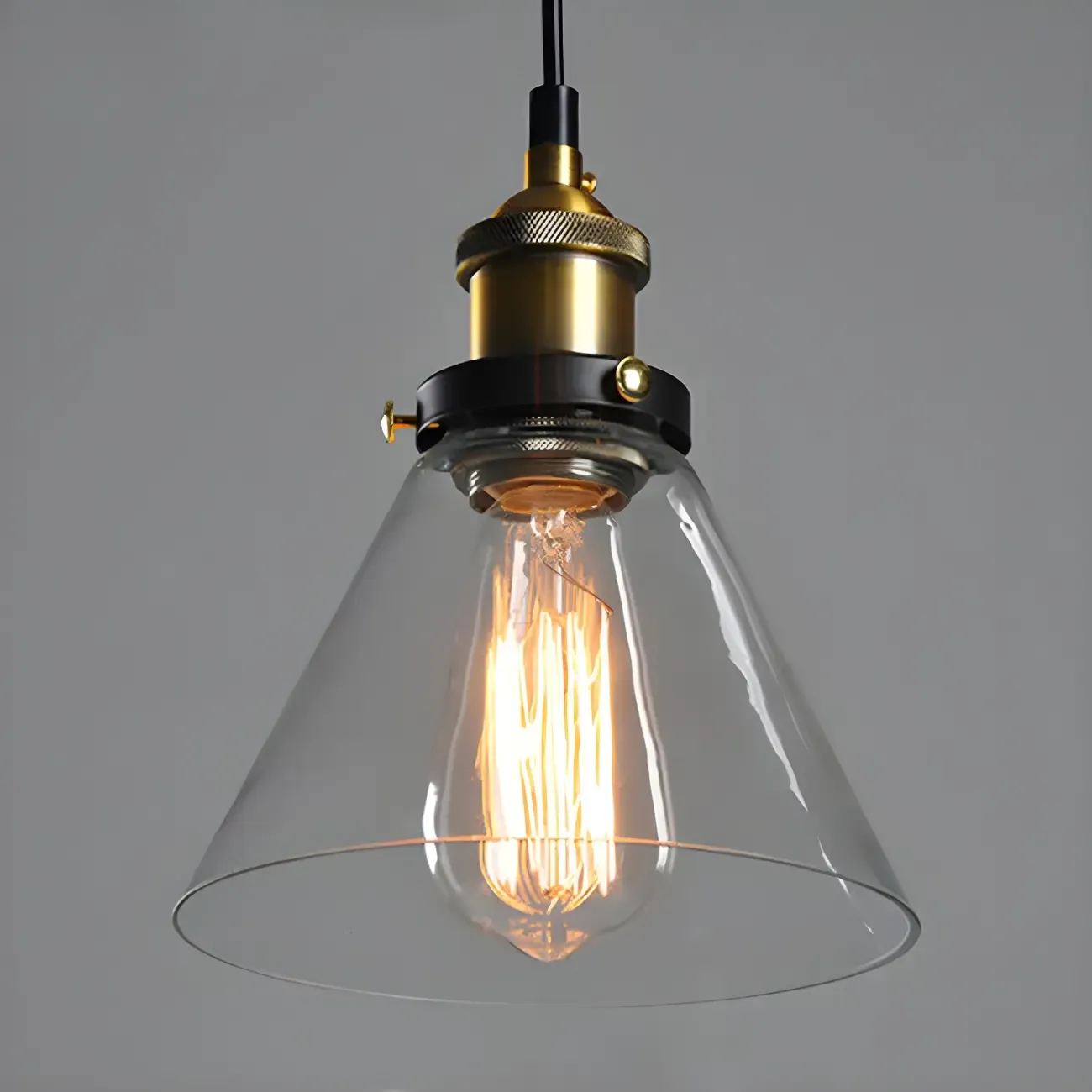 Industrial Geometric Clear Glass Lampshade Kitchen 1-light Pendant Light