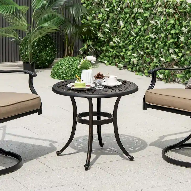Costway 24  Patio Side Table with Adjustable Footpads Round Cast - See Details