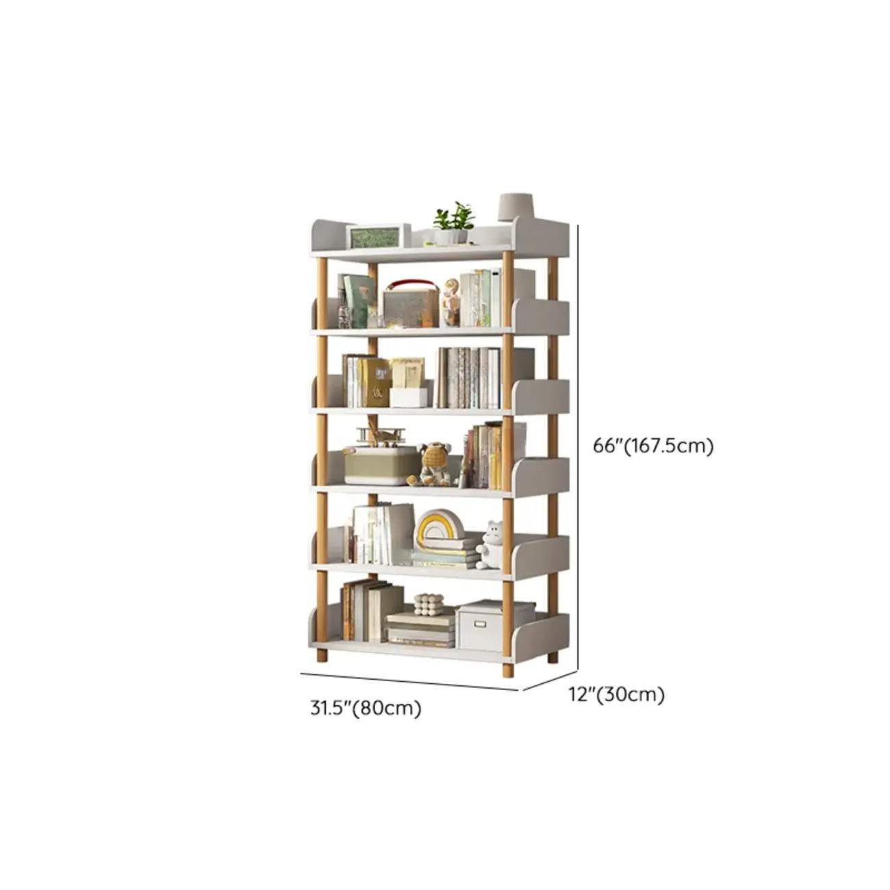 Vertical Natural Multi-Shelf Open Back Wood Bookcase