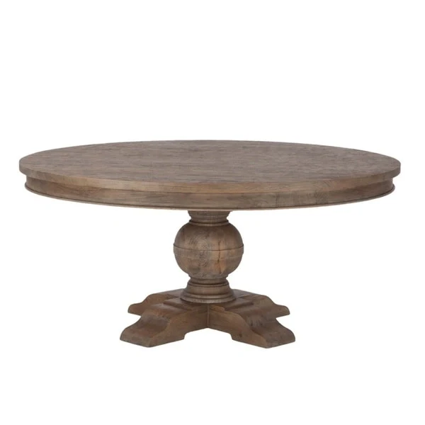 Asperg Brown Weathered Teak Round Dining Table