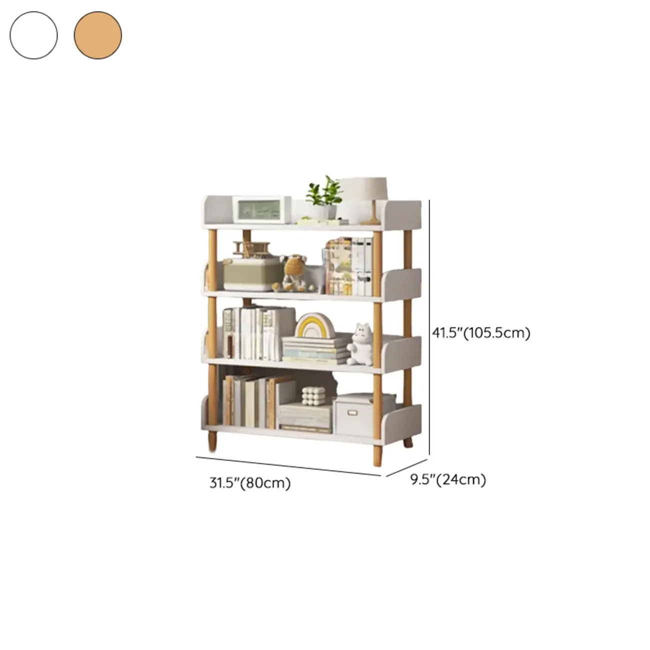 Vertical Natural Multi-Shelf Open Back Wood Bookcase
