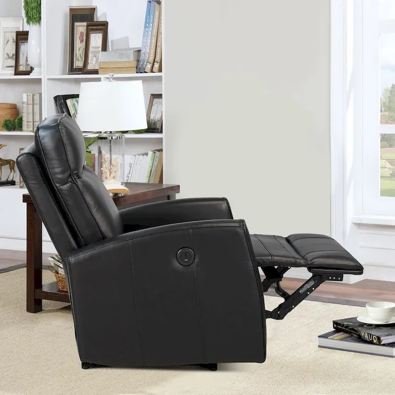 27.75 Width Genuine Leather Power Recliner Couch With USB Charger