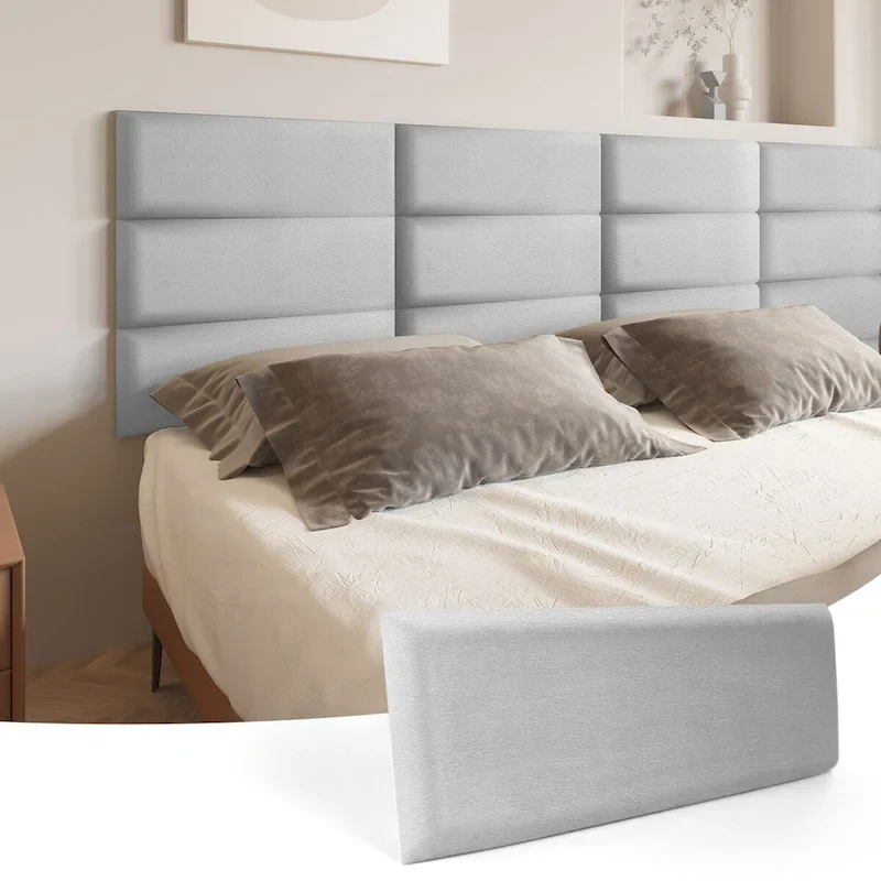 Peel and Stick Upholstered Wall Panels, 9.84 x 23.62 Inch, Pack of 12