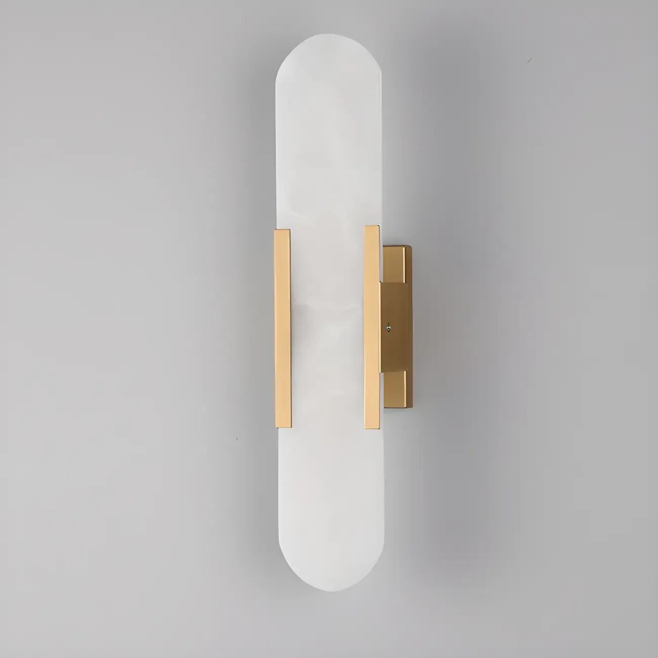Modern Brass Oval Wall Light with Stone Chalk Shade
