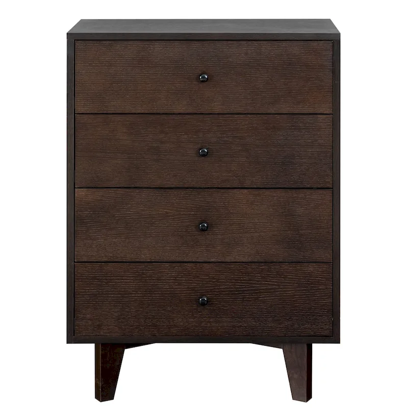 Retro Soild Wood 4 Drawers Dresser with Round Hndle