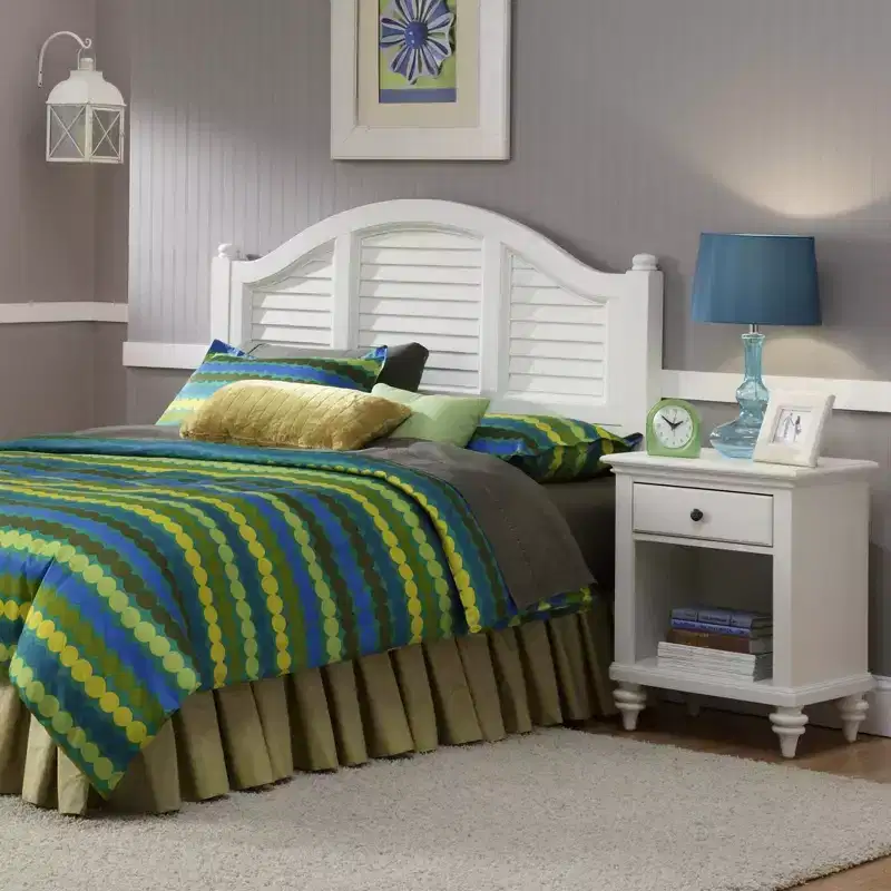 Home Styles Home Bermuda Nightstand White/Espresso: Mahogany Frame, Brass Hardware, Storage Shelf