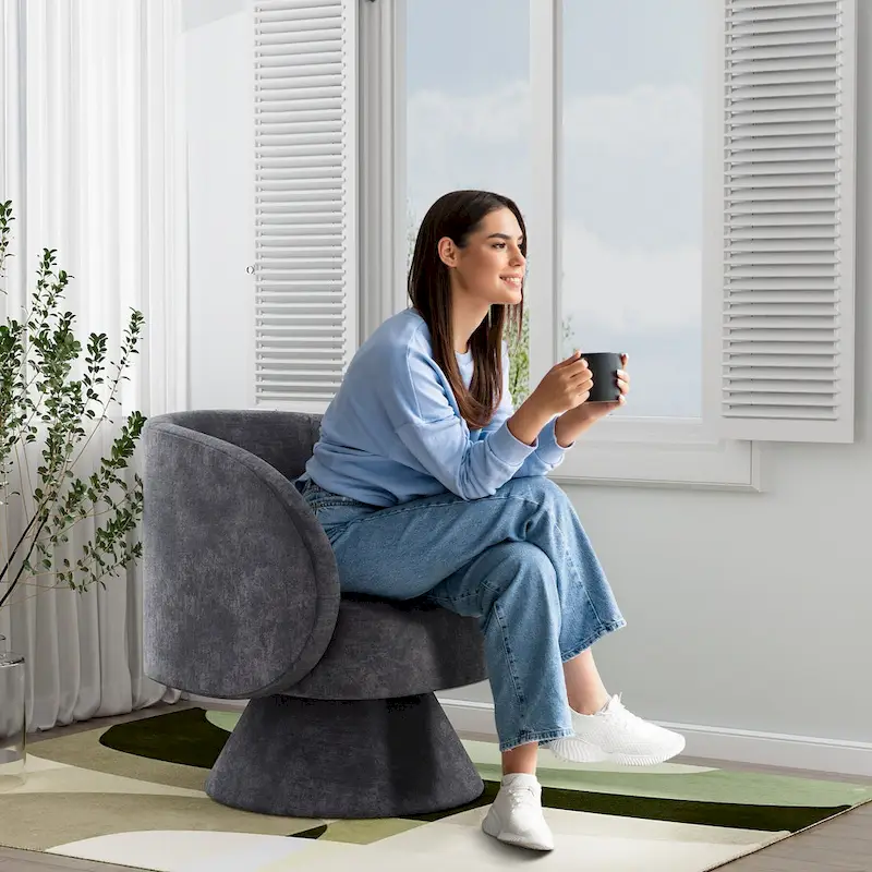 Ouyessir 360 Degree Modern Swivel Cuddle Barrel Sofa Chairs
