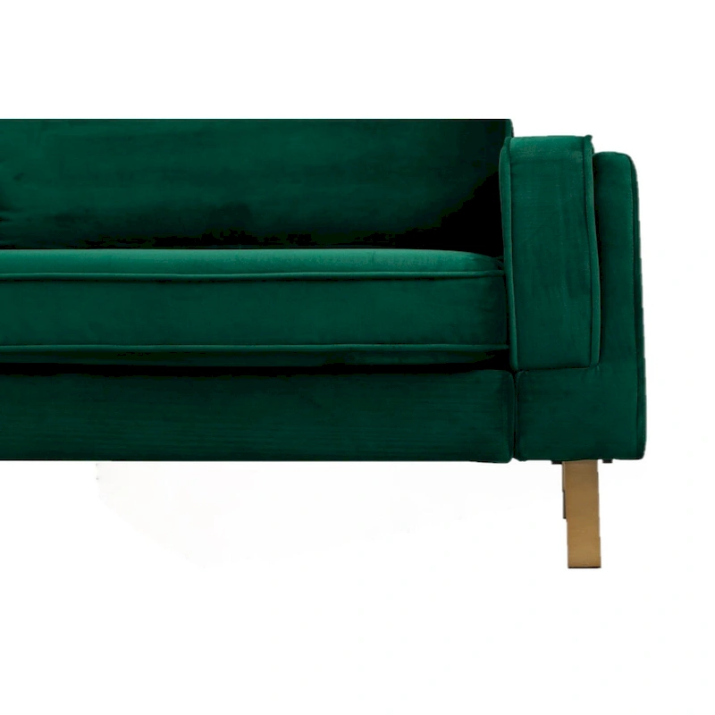 Green velvet Arm Chair With Golden Finish legs