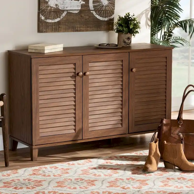 Wood 8-Shelf Shoe Storage Cabinet