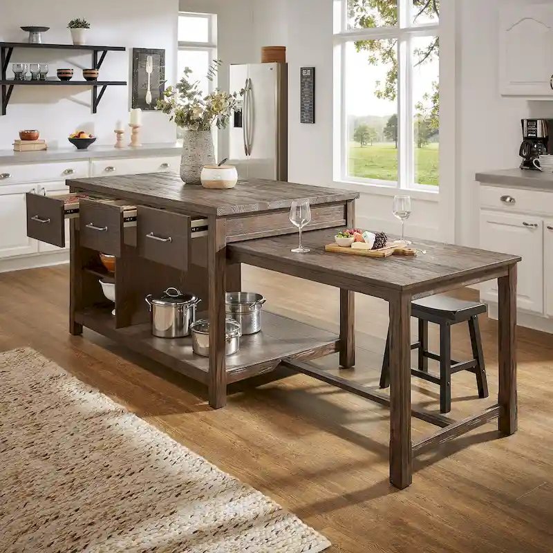 Tali Reclaimed Look Extendable Kitchen Island by iNSPIRE Q Classic