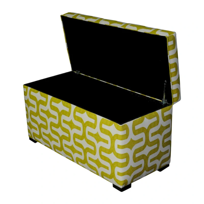 Green Fabric Upholstered Storage Trunk with Wood Frame