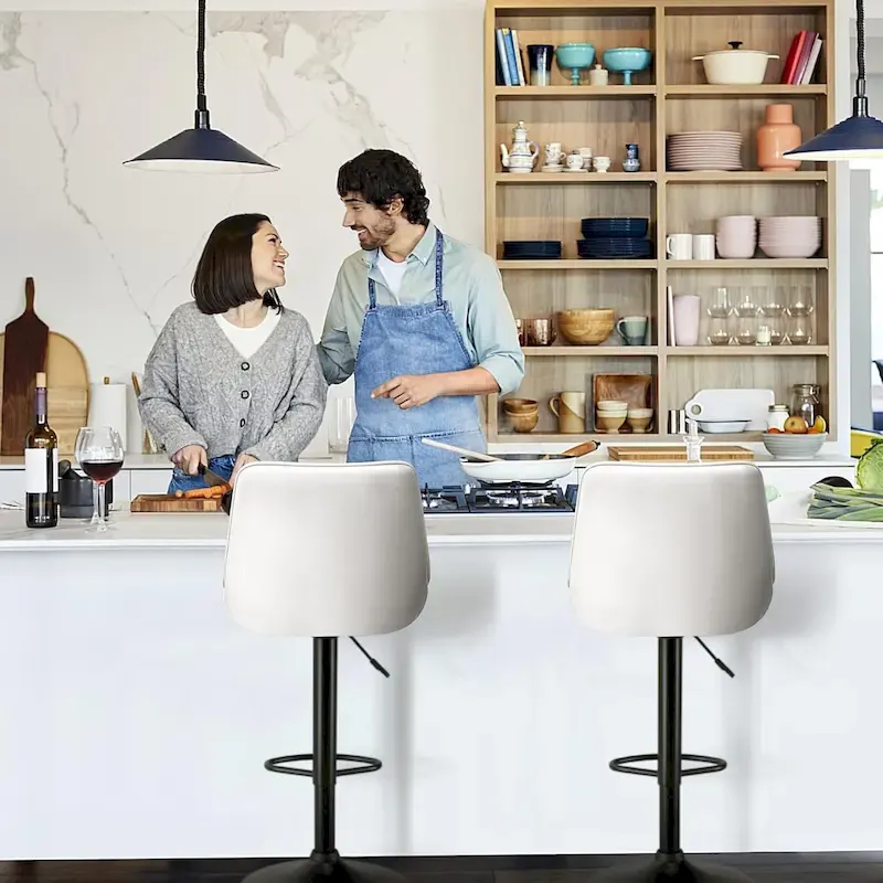 Bossin Bar Stools Set of 2 Height Adjustable,Swivel Counter Height Bar Stools with Back