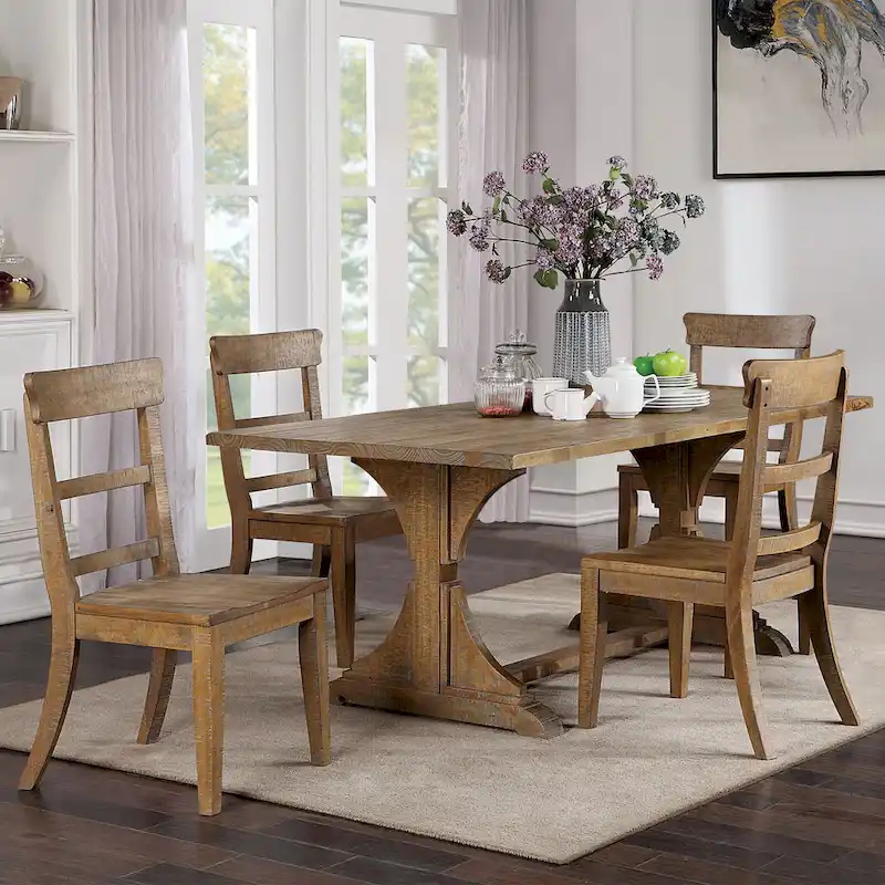 Furniture of America Badri Rustic 76-inch Solid Wood Dining Table