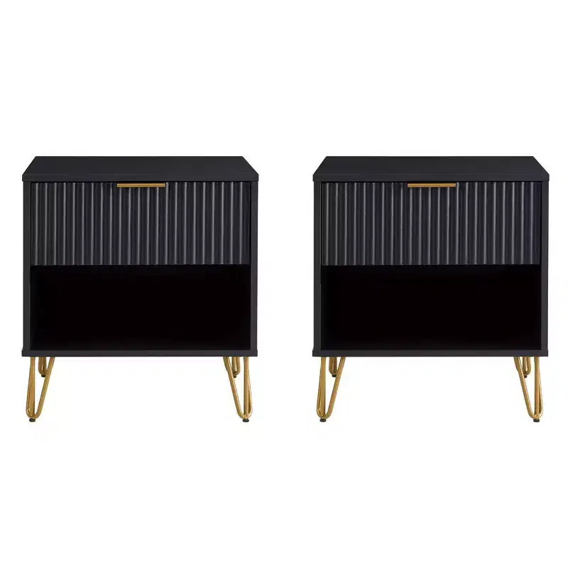 Manhattan Comfort Set of 2 Dumbo Nightstands with Drawer