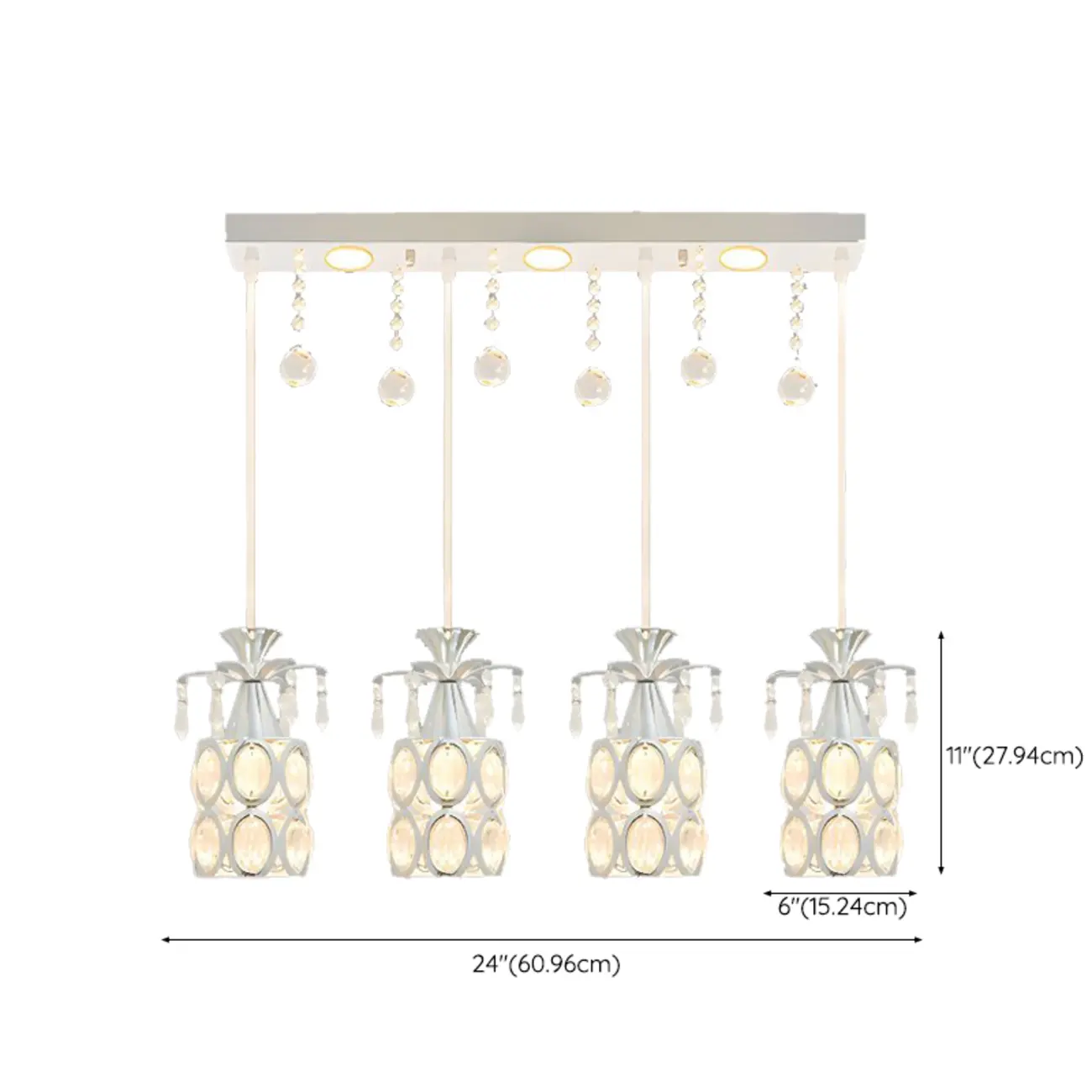 Elegant Cylinder Crystal Kitchen Island Pendant Light with Spotlight