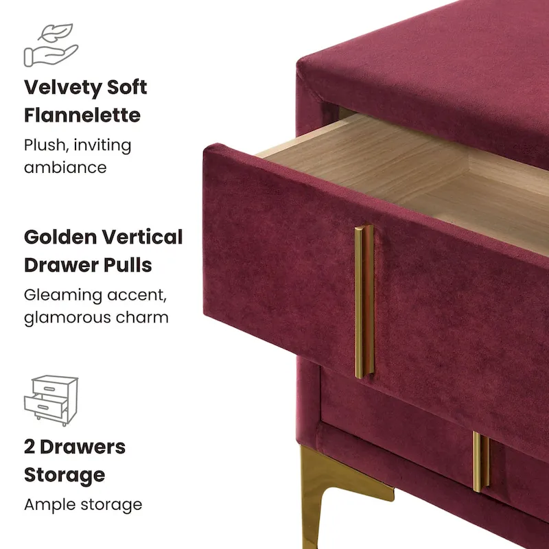 Glim Glam Fabric 2-Drawer Nightstand by Furniture of America