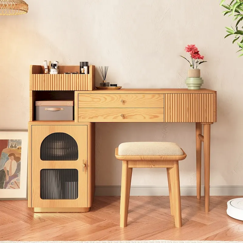 JASIWAY Vanity Makeup Table with 3 Drawers