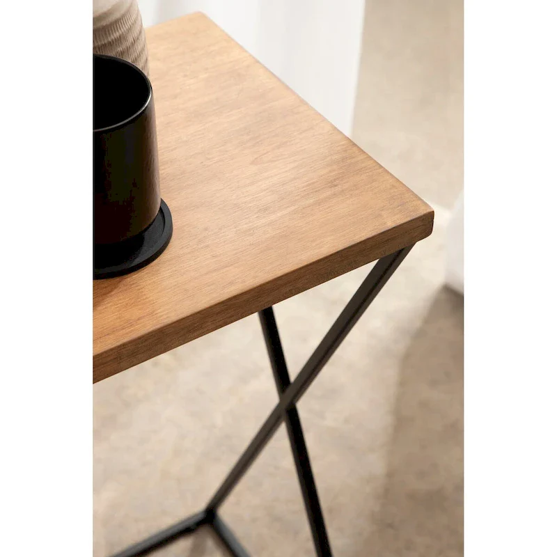 Kate and Laurel Elix Wood and Metal Table and Plant Stand