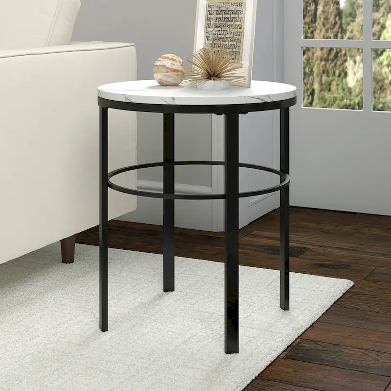 Gaia 20 Wide Round Side Table with Faux Marble Top
