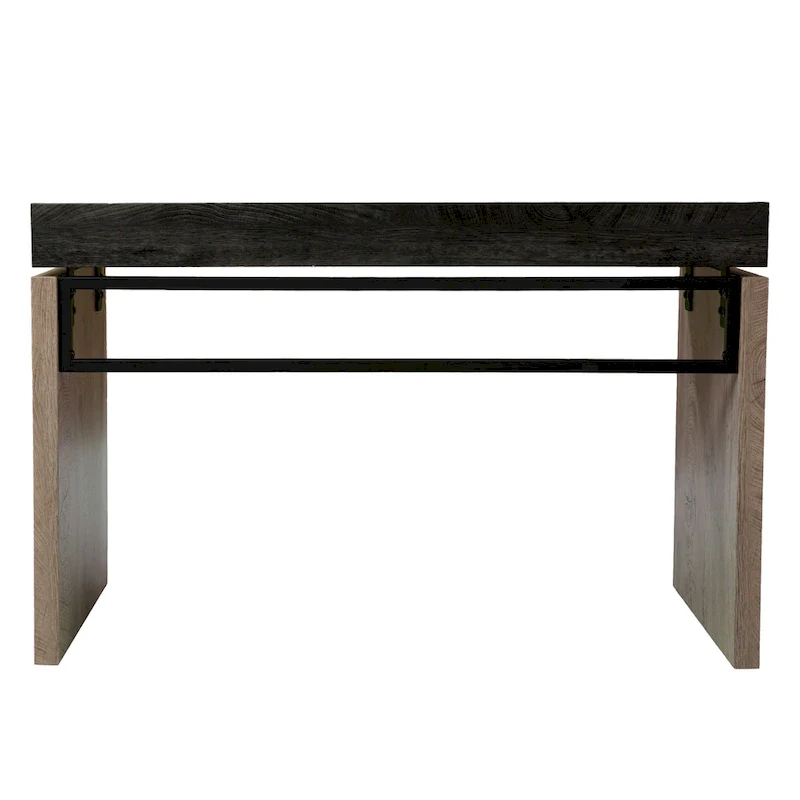 Black & Natural Two-Tone Writing Desk with Metal Legs – 1-Person